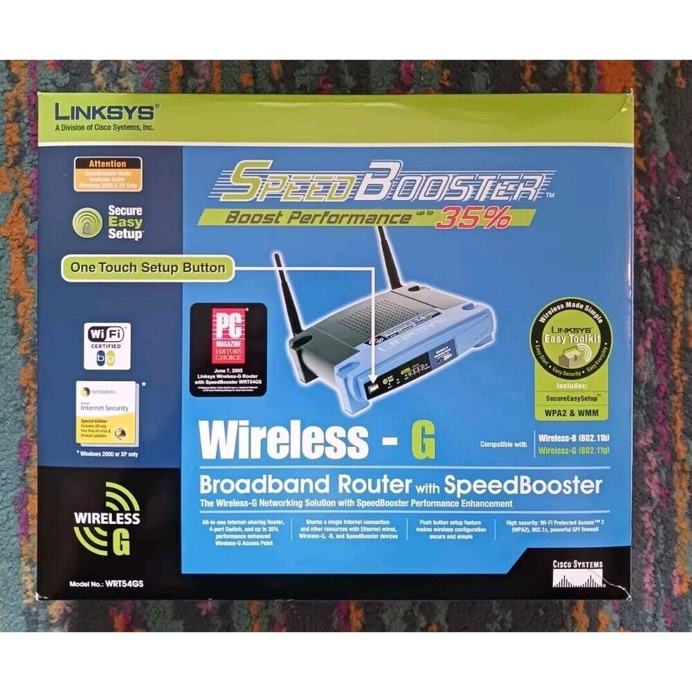 Linksys WRT54GS Wireless G Broadband Router Speed Booster Boost Performance 35%